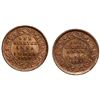 Image 2 : Lot of two India (British), copper 1/4 annas of Victoria: Bombay, 1886; Calcutta, 1897.