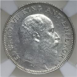 Calcutta, India (British), 1/4 rupee, Edward VII, 1904, NGC MS 62.