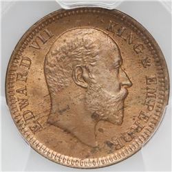 Calcutta, India (British), copper 1/4 anna, Edward VII, 1903(C ), PCGS MS65RD, finest known in PCGS