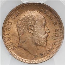 Calcutta, India (British), copper 1/4 anna, Edward VII, 1903(C ), PCGS MS65RD, finest known in PCGS 