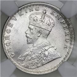 Calcutta, India (British), 1/2 rupee, George V, 1926, NGC MS 64.