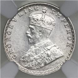 Calcutta, India (British), 2 annas, George V, 1915, NGC MS 63.