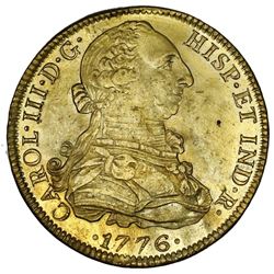 Mexico City, Mexico, bust 8 escudos, Charles III, 1776FM.