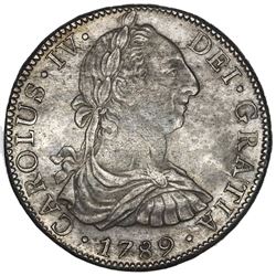 Mexico City, Mexico, bust 8 reales, Charles IV transitional (bust of Charles III, ordinal IV), 1789F