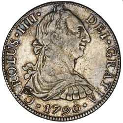 Mexico City, Mexico, bust 8 reales, Charles IV transitional (bust of Charles III, ordinal IV), 1790F