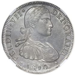 Mexico City, Mexico, bust 8 reales, Ferdinand VII transitional ("armored" bust), 1810HJ, NGC MS 61.