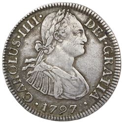 Mexico City, Mexico, bust 2 reales, Charles IV, 1797FM.