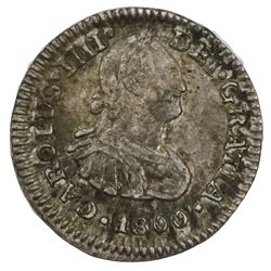 Mexico City, Mexico, bust 1/2 real, Charles IV, 1800/799FM.