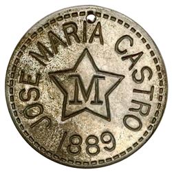 Yucatan, Mexico, incuse nickel token, San Pedro Chimay, Jose Maria Castro, 1889.