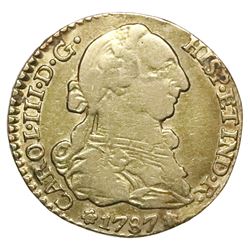 Seville, Spain, bust 1 escudo, Charles III, 1787CM.