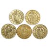 Image 2 : Lot of five Madrid, Spain, gold bust 1 escudos, Charles IV, assayer MF, dates as follows: 1791, 1793