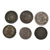 Image 2 : Lot of six Spanish colonial (various mints) pillar and bust 1R, as follows: Potosi, 1770JR; Santiago