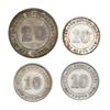 Image 2 : Lot of four Straits Settlements coins: 20 cents, Edward VII, 1903; 10 cents, Victoria, 1882-H; 10 ce