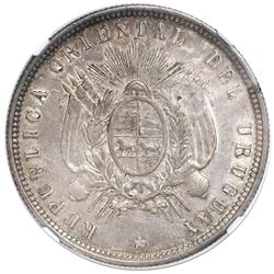 Uruguay (struck in Paris), 50 centesimos, 1877-A, NGC AU 58.