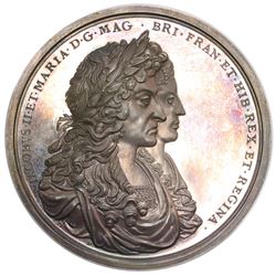 Great Britain, large silver medal, 1687, James II, recovery of treasure from the Concepcion by Sir W