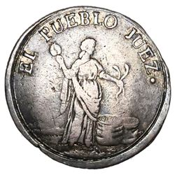 Guatemala, silver 2R-sized medal, 1837,  trial by jury. 