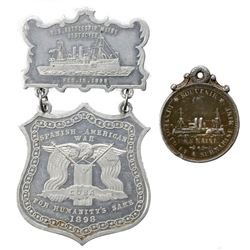 Lot of two USA medals relating to the sinking of the USS Maine in 1898 in the harbor of Havana, Cuba