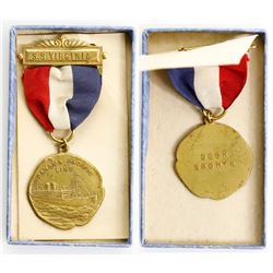 USA (Panama), bronze decoration with ribbon, Panama-Pacific Line, S.S. Virginia (launched 1928), ex-