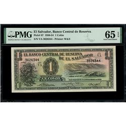 El Salvador, Banco Central de Reserva, 1 colon, 6-11-1952, series VA, serial 3626344, PMG Gem UNC 65