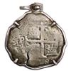 Image 1 : Potosi, Bolivia, cob 8 reales, (167)8E, ex-Consolacion (1681), mounted in sterling silver bezel.