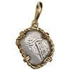 Image 2 : Potosi, Bolivia, cob 1 real, 1666E, ex-Consolacion (1681), mounted in twisted-wire 14K gold bezel wi