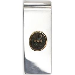 Thrace, Maroneia, AE 14 "horse," ca. 400-350 BC, mounted horse-side out in 14K gold bezel on silver