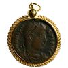 Image 1 : Roman Empire, AE 3, Valens, 364-378 AD, Thessalonica mint, mounted head-side out in non-custom 18K g