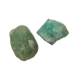 Lot of two natural emeralds of 4 and 2 carats each, ex-1715 Fleet.