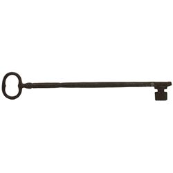 Long iron skeleton key, Spanish colonial (1500s-1700s).