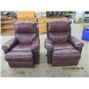 Image 1 : 2 Burgundy Leather Recliners- Modern