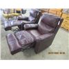 Image 7 : 2 Burgundy Leather Recliners- Modern