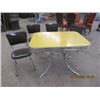 Image 1 : Retro Chrome Legged Table w Nice Bright Yellow Top & 4 Chrome Legged Chairs - Vintage