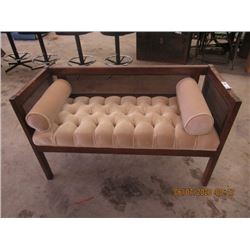Cane Back Upholstered Hall Seat 44" W