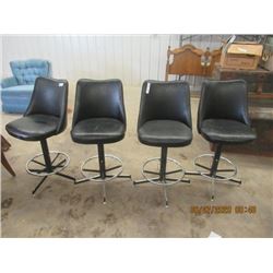 4 Matching Swivel Leather Bar Stools