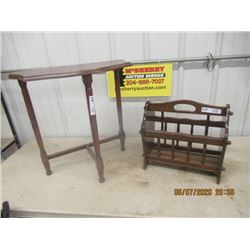 Wooden Magazine Rack & 1/2 Moon Stand Vintage