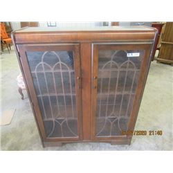 Walnut 2 Door China Cabinet- Vintage 48" x 39" x 12"