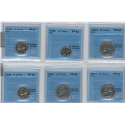 6 CCCS CERTIFIED COINS, 1968-S USA 5 CENTS, 1968-S USA 25 CENTS, 1969-S USA 25 CENTS, 1968-S USA 5 C