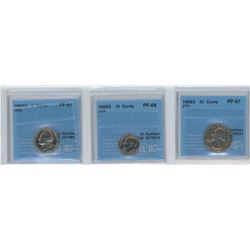 3 CCCS CERTIFIED COINS, 1968-S USA 5 CENTS, 10 CENTS & 25 CENTS