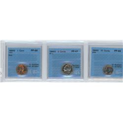 3 CCCS CERTIFIED COINS, 1968-S 1 CENT, 5 CENTS & 10 CENTS