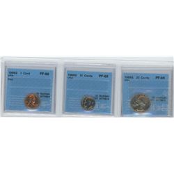 3 CCCS CERTIFIED COINS, 1968-S USA 1CENT, 1968-S USA 10 CENTS, 1969-S USA 25 CENTS