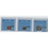 Image 1 : 3 CCCS CERTIFIED COINS, 1968-S USA 1CENT, 1968-S USA 10 CENTS, 1969-S USA 25 CENTS