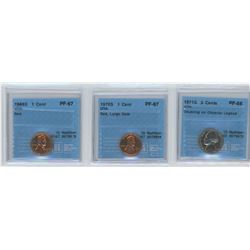 3 CCCS CERTIFIED COINS, 1968-S USA 1 CENT, 1970-S USA 1 CENT, 1971-S USA 5 CENTS