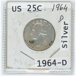 1964-D US 25 CENT COIN
