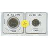 Image 1 : 1977 US 25 CENT COIN C/W 1977 US 10 CENT COIN