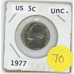 1977 US 5 CENT UNC. COIN