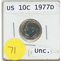 1977D US 10 CENT UNC. COIN