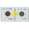 Image 1 : 1941 US COPPER 1 CENT C/W 1943 STEEL US 1 CENT