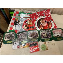 3X COCA-COLA GIFT BAGS / 5X COCA-COLA TRUCK COASTERS/ 4X COCA-COLA FRIDGE MAGNETS