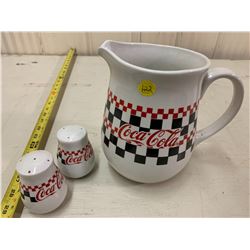 COCA-COLA PITCHER W/ MATCHING SALT AND PEPPER
