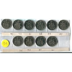 2 STRIPS 10-50 CENTS 1975-84